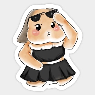 Sassy Black Rabbit Outfit _ Bunniesmee Sticker